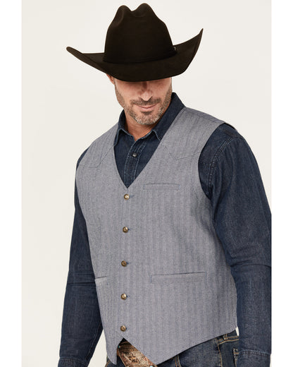 Men's St Louis Herringbone Vest Dark Blue