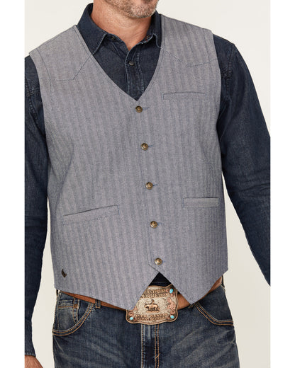 Men's St Louis Herringbone Vest Dark Blue