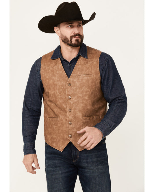 Men's Hoof Print Faux Leather Vest Tan