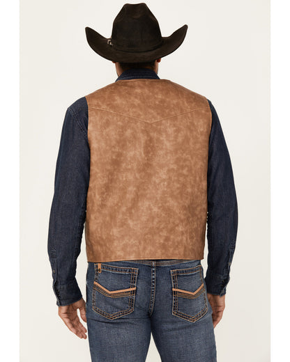 Men's Hoof Print Faux Leather Vest Tan