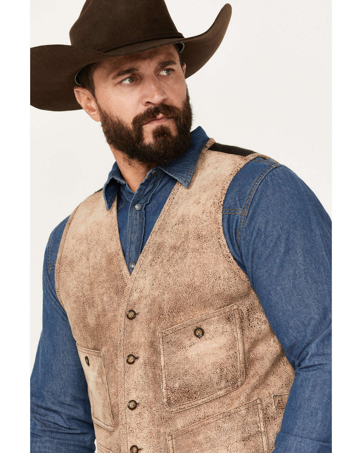 Men's White Buffalo Suede Vest Tan