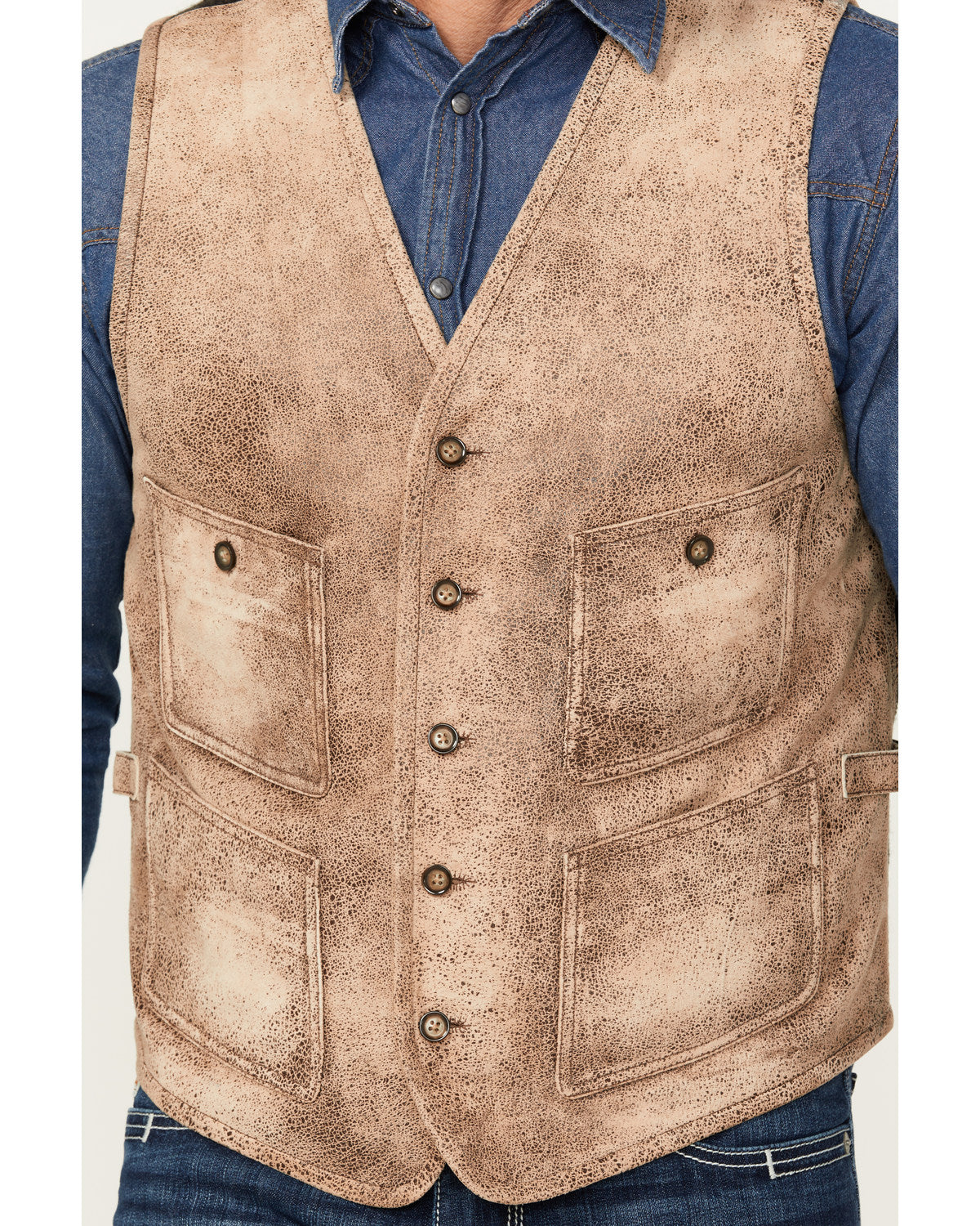 Men's White Buffalo Suede Vest Tan