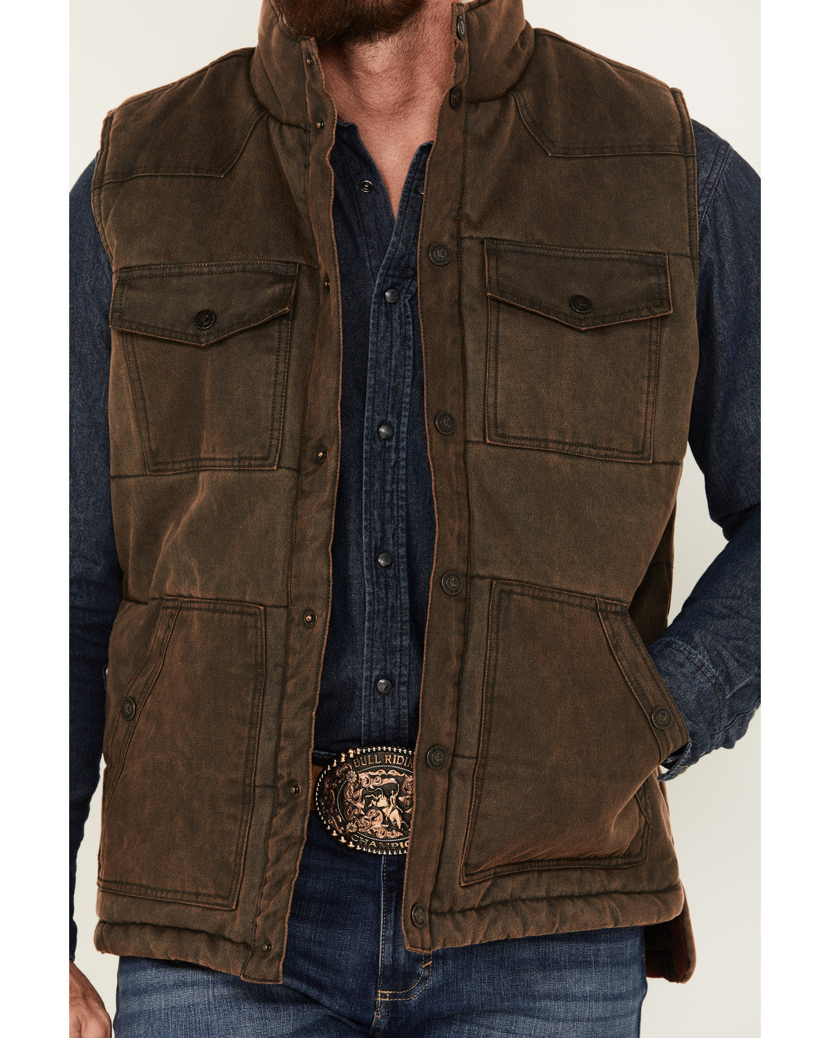 Men's Oil Slick Snap Vest Brown