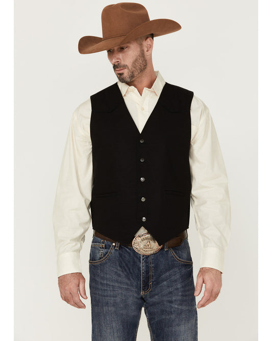 Men's Highlands Slub Button-Front Western Vest Black