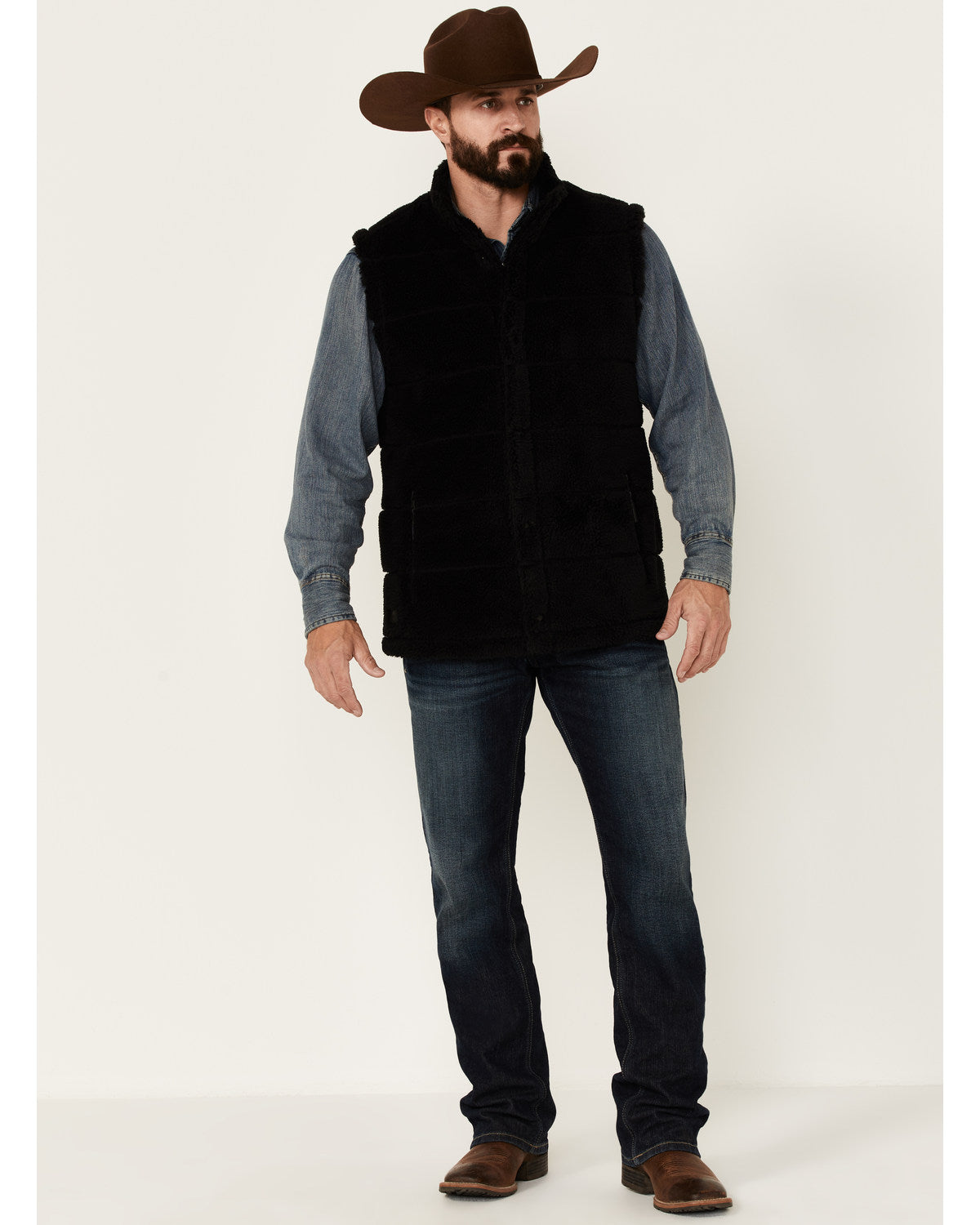 Men's Mesa Quilted Snap-Front Sherpa Vest Black