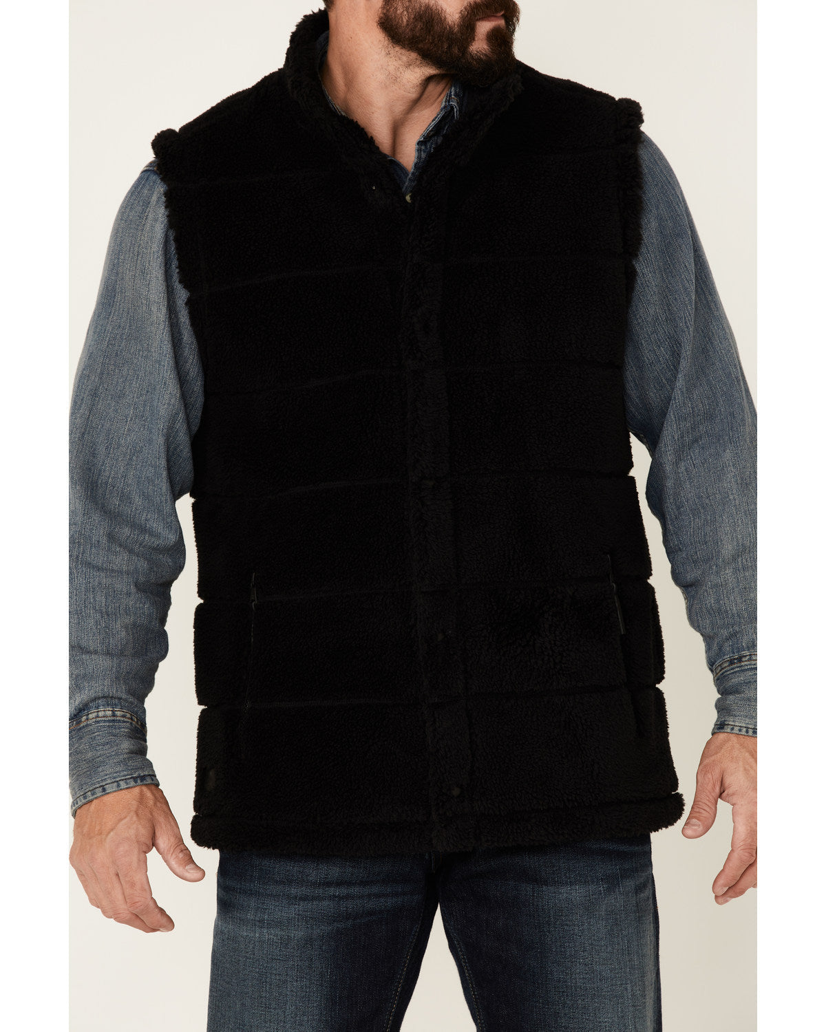 Men's Mesa Quilted Snap-Front Sherpa Vest Black