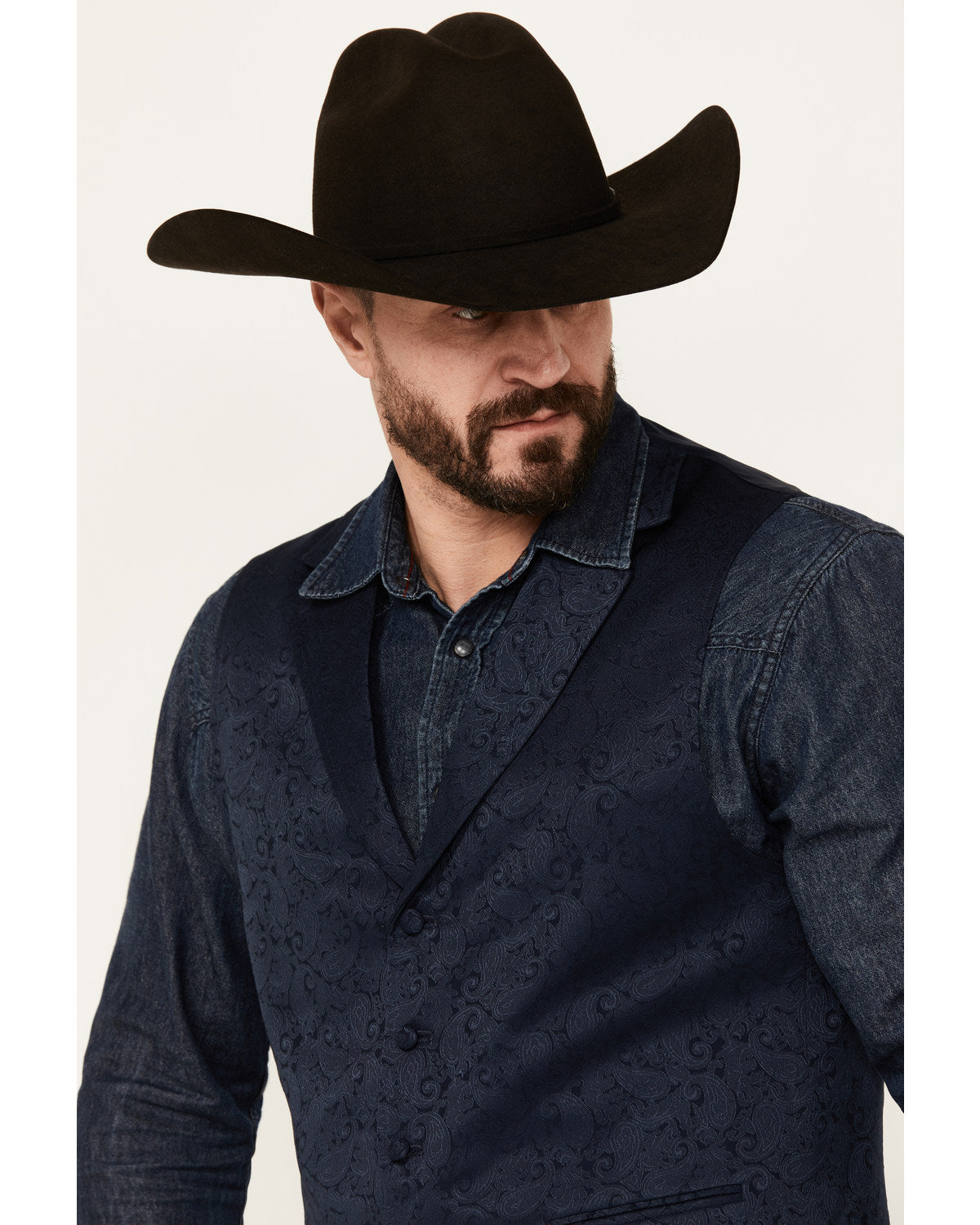 Men's Nashville Paisley Print Vest Navy