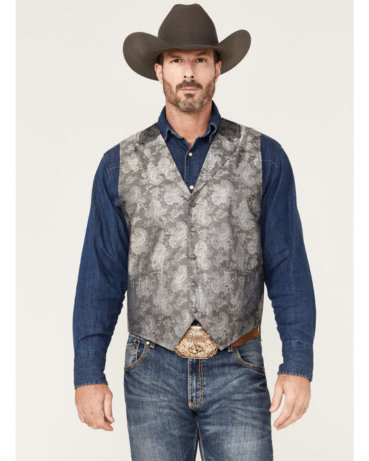 Men's Regal Paisley Print Vest Silver
