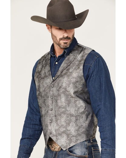Men's Regal Paisley Print Vest Silver