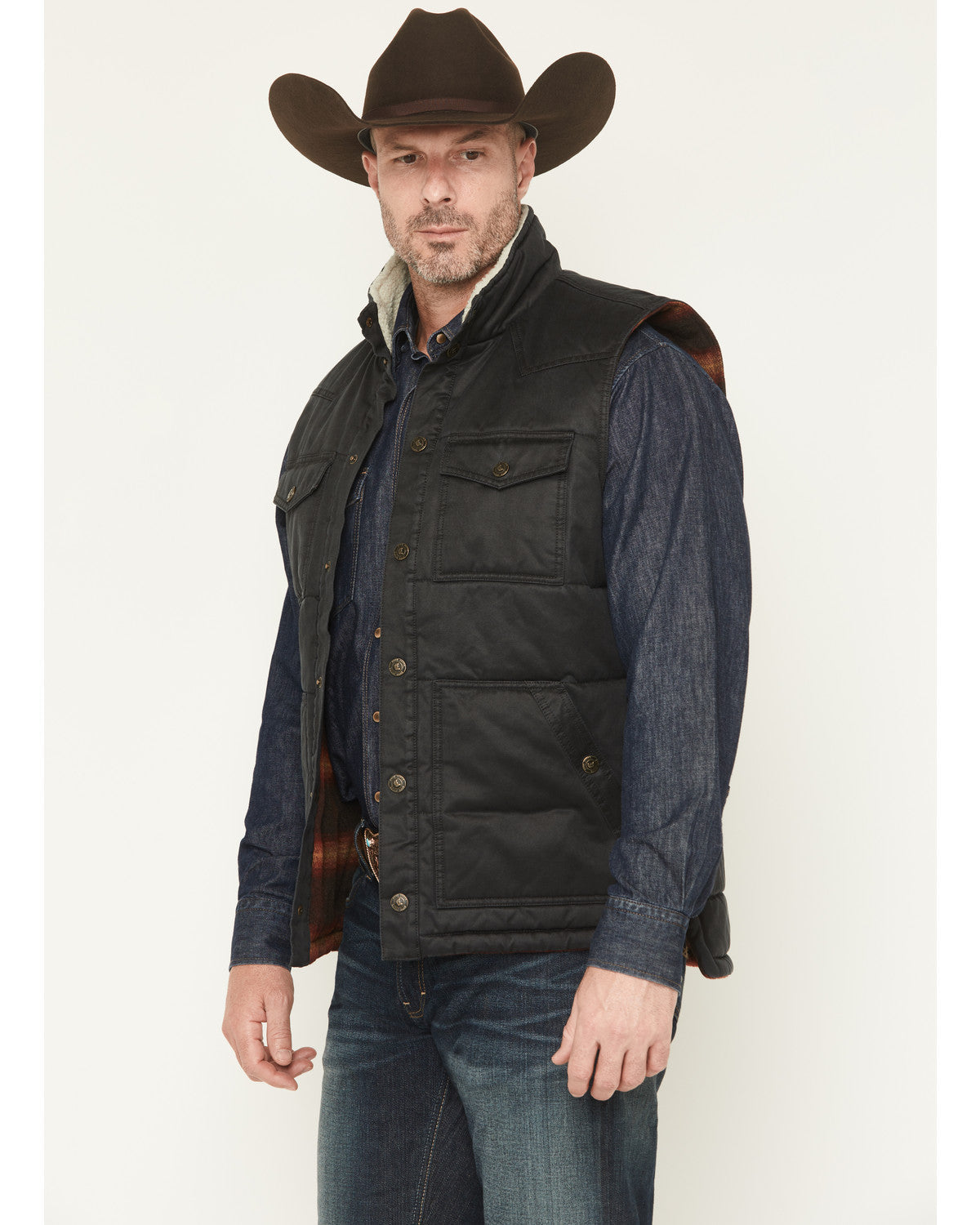 Men's Oil Slick Snap Lined Vest - Tall Black