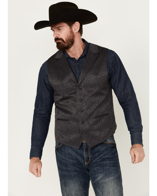 Men's Nashville Paisley Print Dress Vest Dark Grey