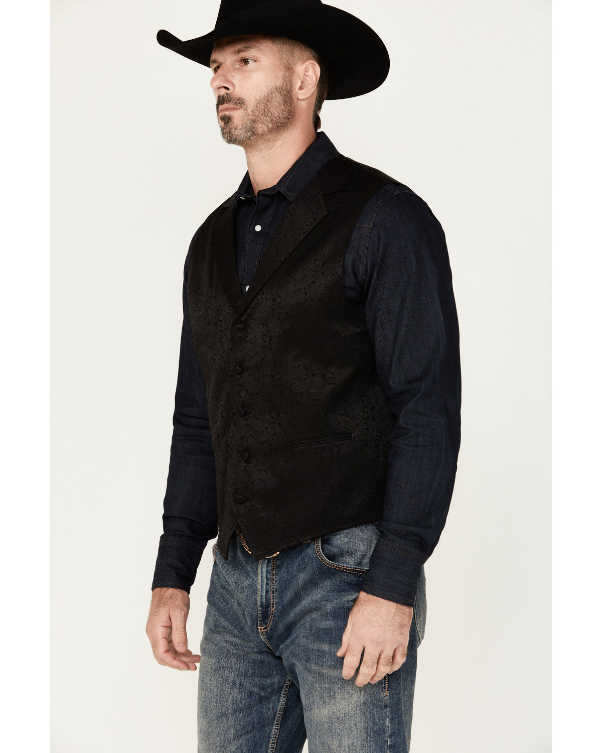 Men's Nashville Paisley Print Vest Black