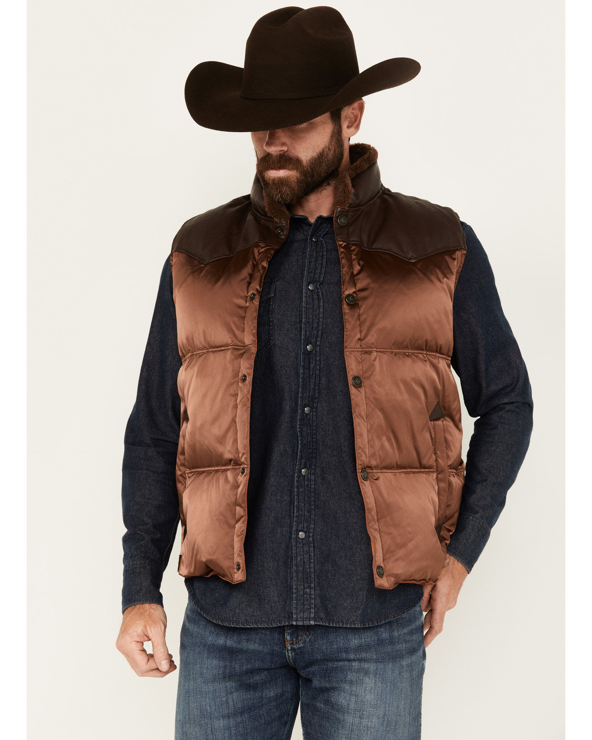Men's Retro Snap Vest Brown