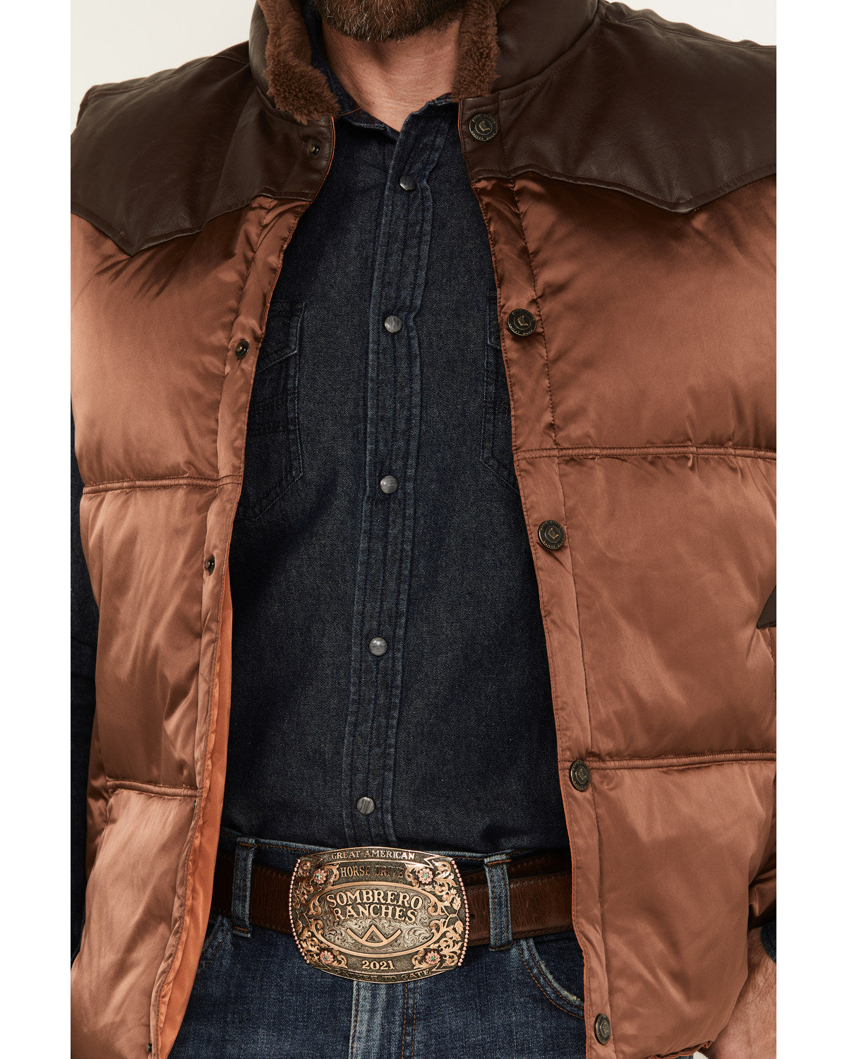 Men's Retro Snap Vest Brown