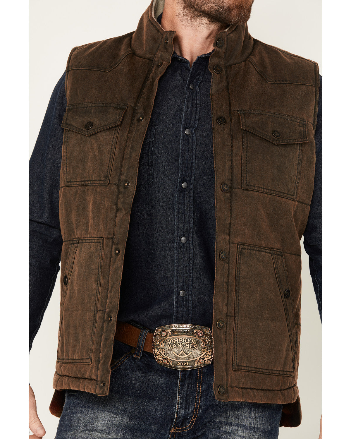 Men's Oil Slick Snap Vest - Tall Brown