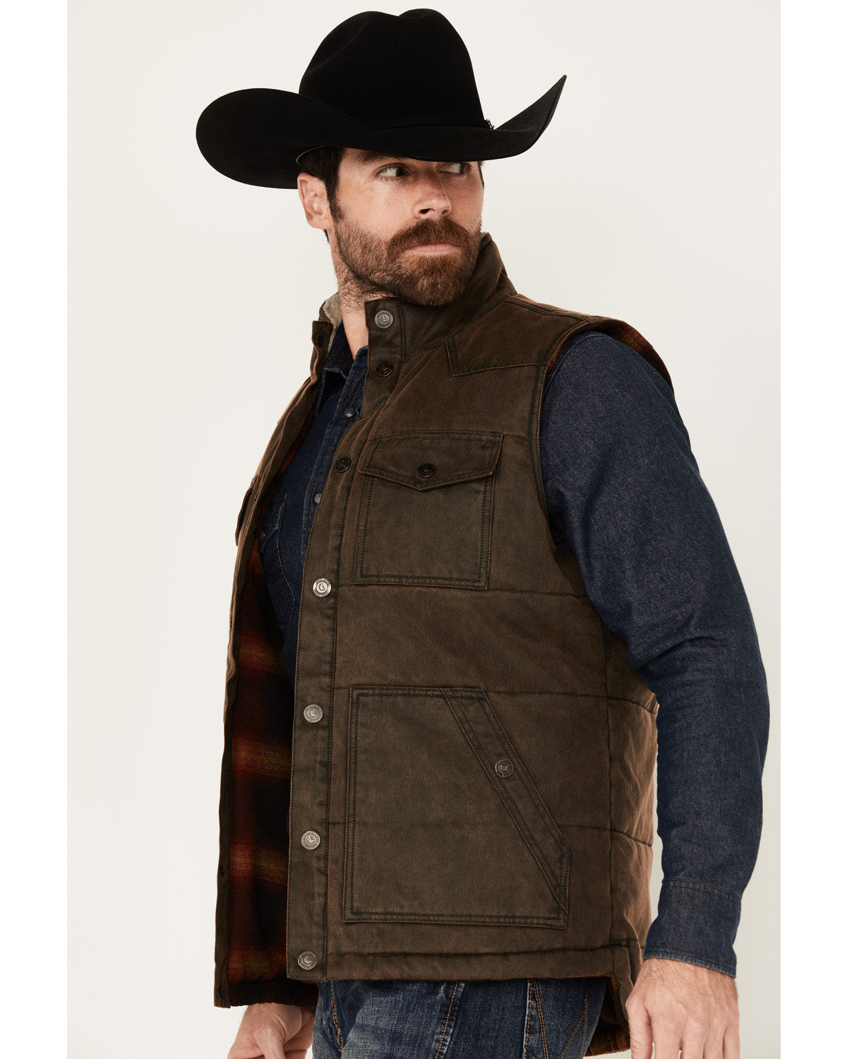 Men's Oil Slick Snap Vest - Big Brown