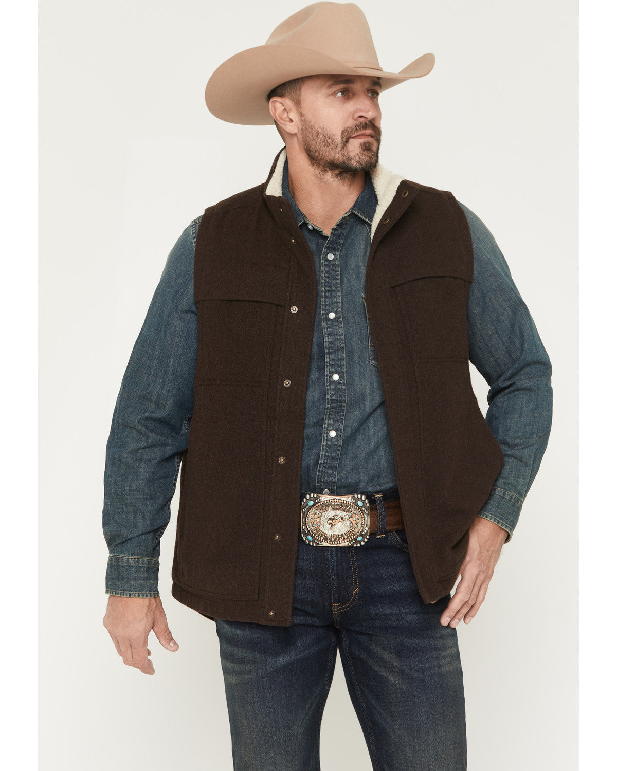 Men's Miller Sherpa Lined Wool Vest Brown