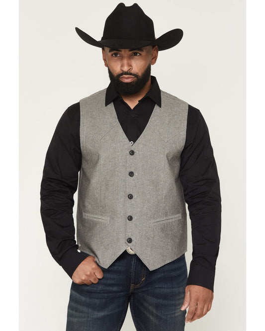 Men's Brogue Button-Down Vest Black