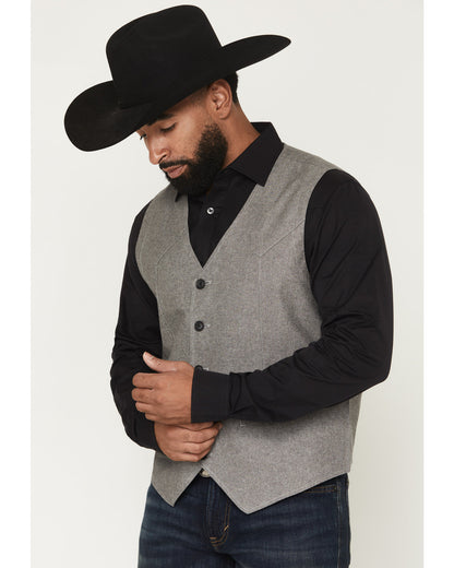 Men's Brogue Button-Down Vest Black