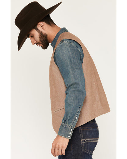 Men's Chambray Button-Down Vest Khaki