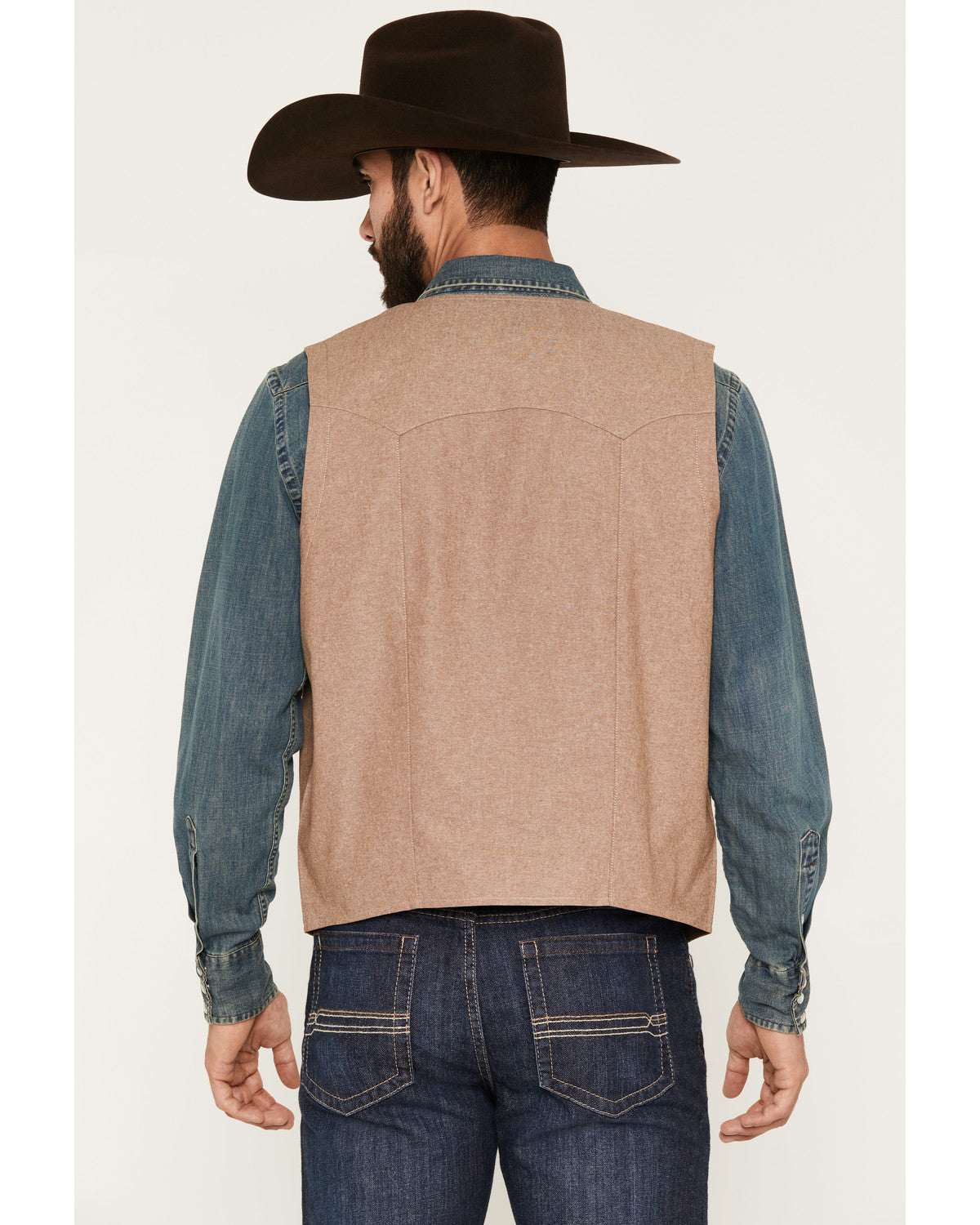 Men's Chambray Button-Down Vest Khaki