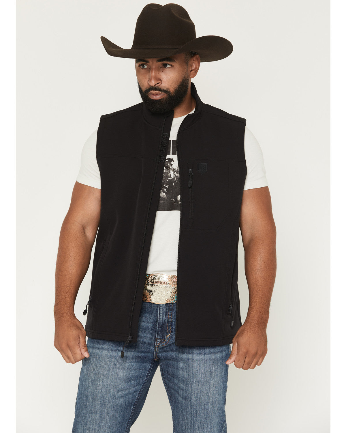 RANK 45® Men's Ralington Softshell Vest - Big Black