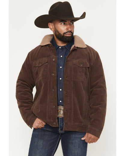 Men's Ozark Corduroy Sherpa Lined Heavyweight Trucker Jacke Dark Brown