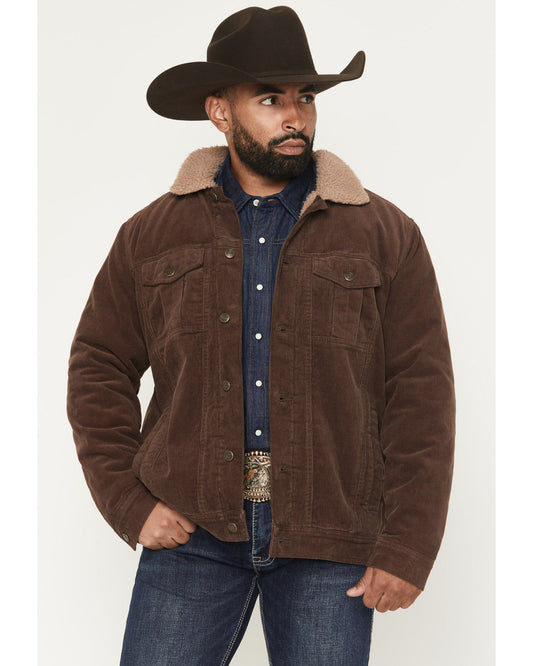 Men's Ozark Corduroy Sherpa Lined Heavyweight Trucker Jacke Dark Brown