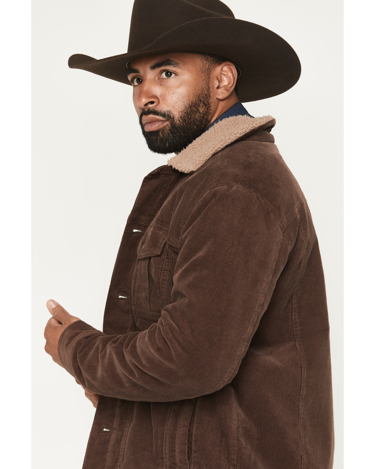Men's Ozark Corduroy Sherpa Lined Heavyweight Trucker Jacke Dark Brown