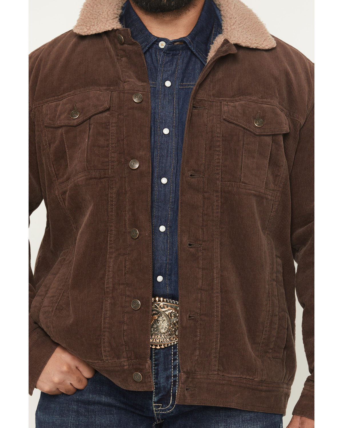 Men's Ozark Corduroy Sherpa Lined Heavyweight Trucker Jacke Dark Brown