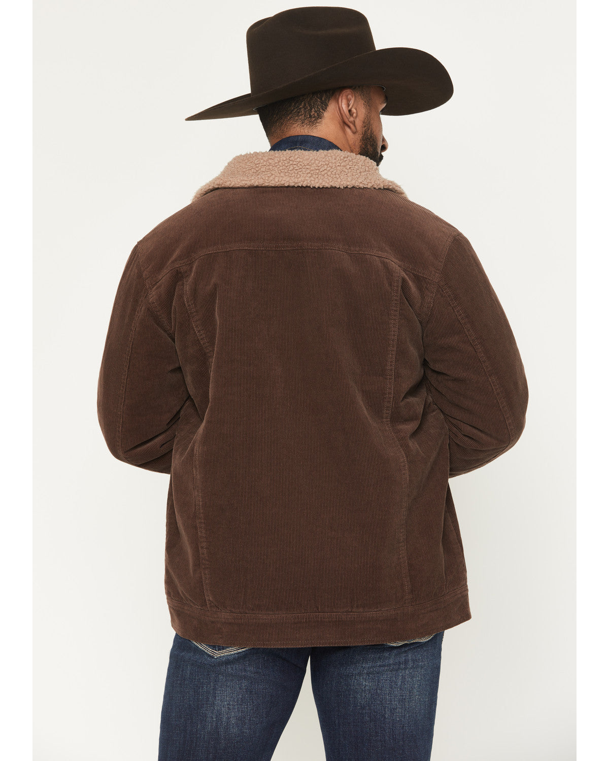 Men's Ozark Corduroy Sherpa Lined Heavyweight Trucker Jacke Dark Brown