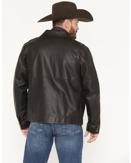 Men's Faux Leather Moto Jacket - Tall Dark Brown