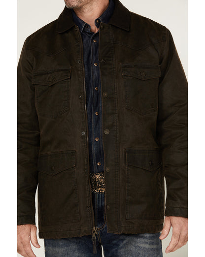 Men's Road Dust Washed Oil Skin Long Jacket - Tall Brown
