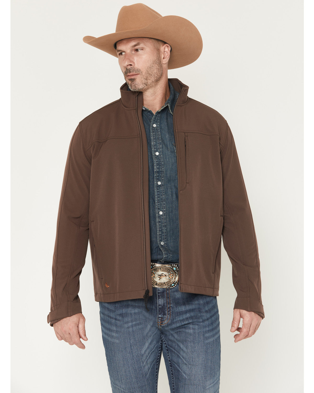 Men's Logo Softshell Jacket Dark Brown