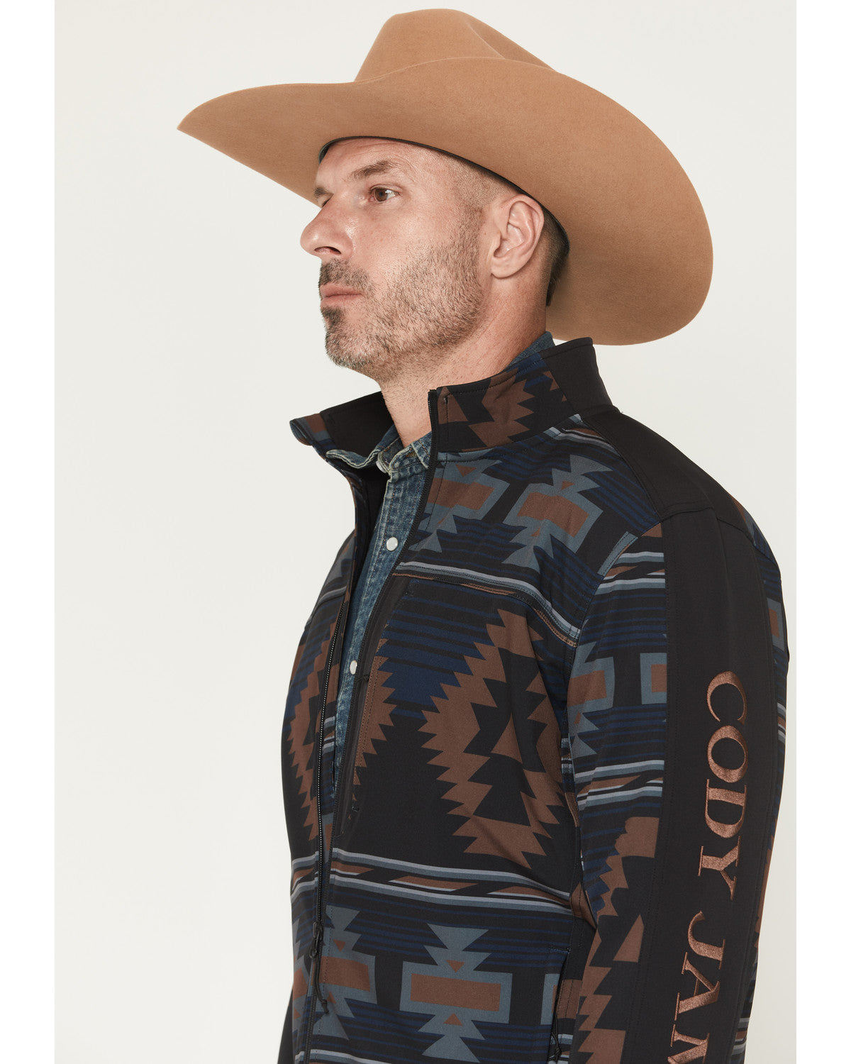 Men's Southwestern Print Softshell Jacket Black
