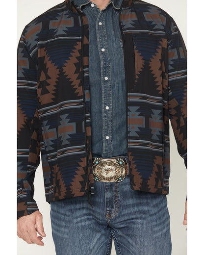 Men's Southwestern Print Softshell Jacket Black