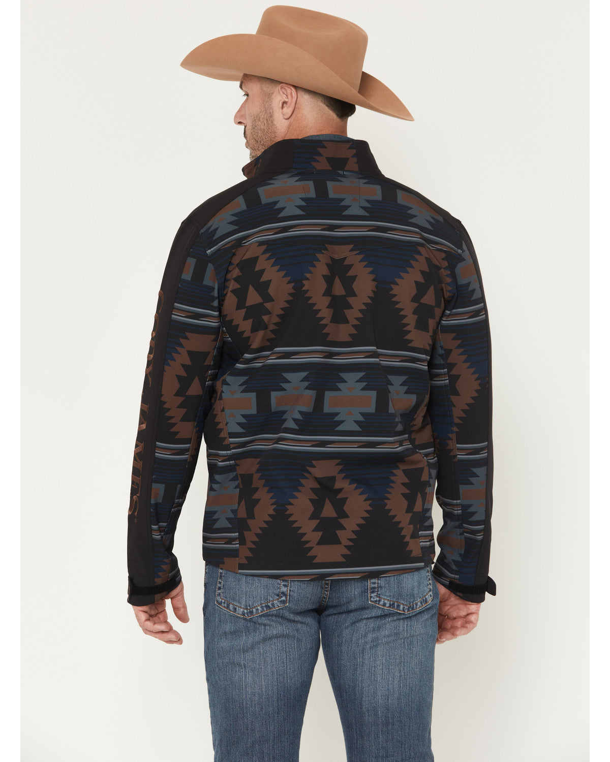 Men's Southwestern Print Softshell Jacket Black