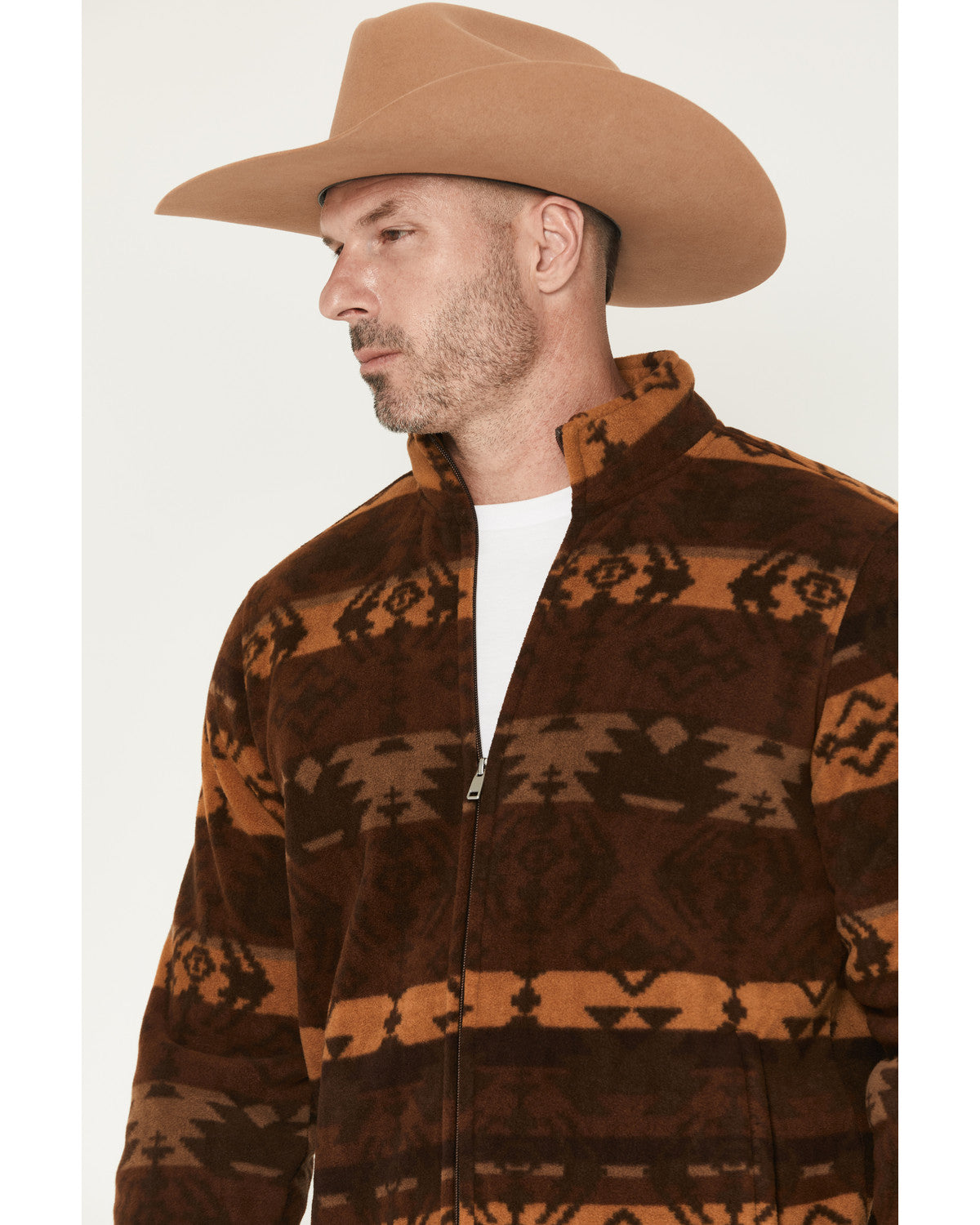Men's Willows Southwestern Print Zip-Up Jacket Dark Brown