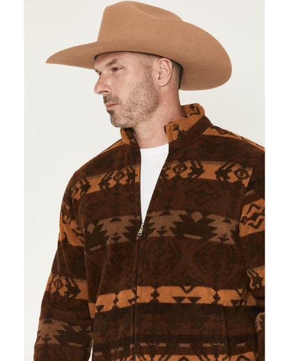 Men's Willows Southwestern Print Zip-Up Jacket Dark Brown