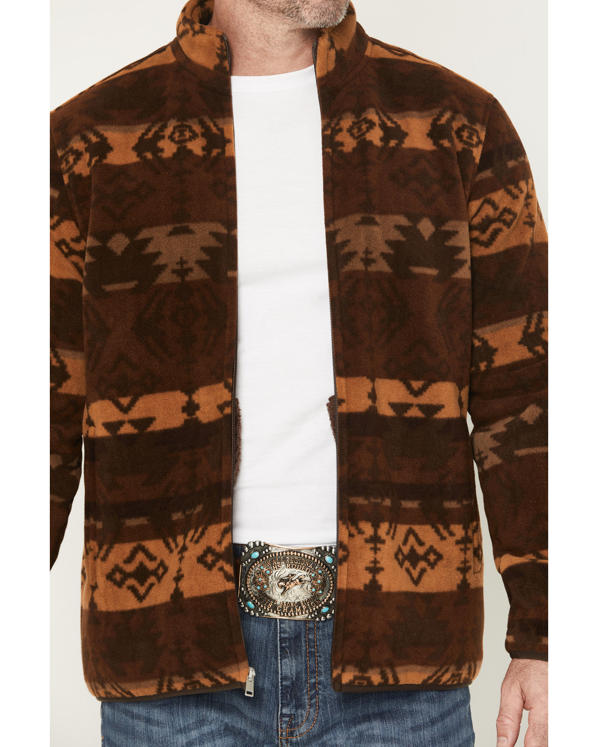 Men's Willows Southwestern Print Zip-Up Jacket Dark Brown