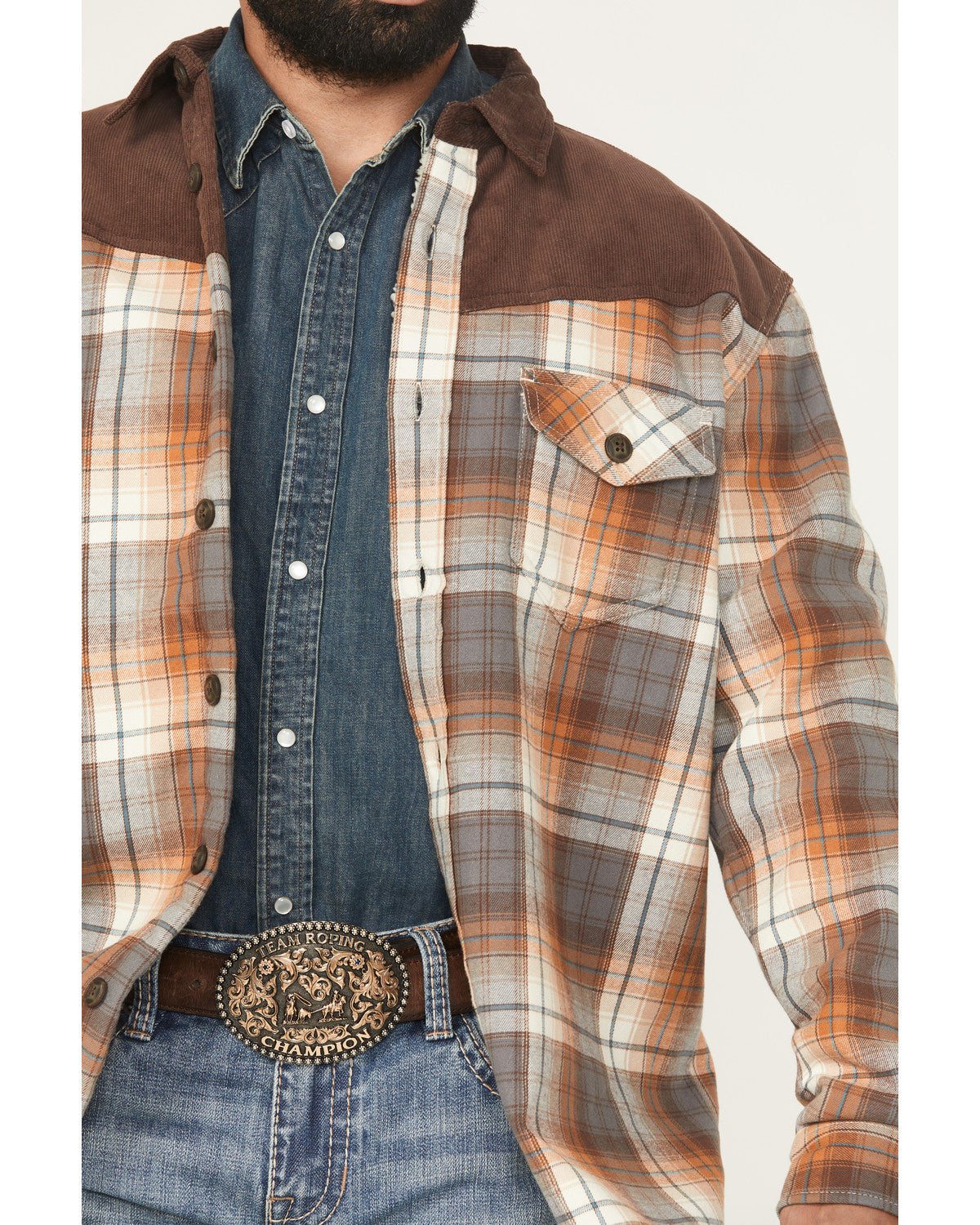 Men's Plaid Print Flannel Sherpa Lined Shirt Jacket Dark Brown