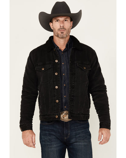Men's Outlaw Sherpa Lined Denim Trucker Jacket Black