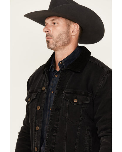 Men's Outlaw Sherpa Lined Denim Trucker Jacket Black