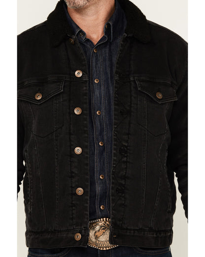 Men's Outlaw Sherpa Lined Denim Trucker Jacket Black
