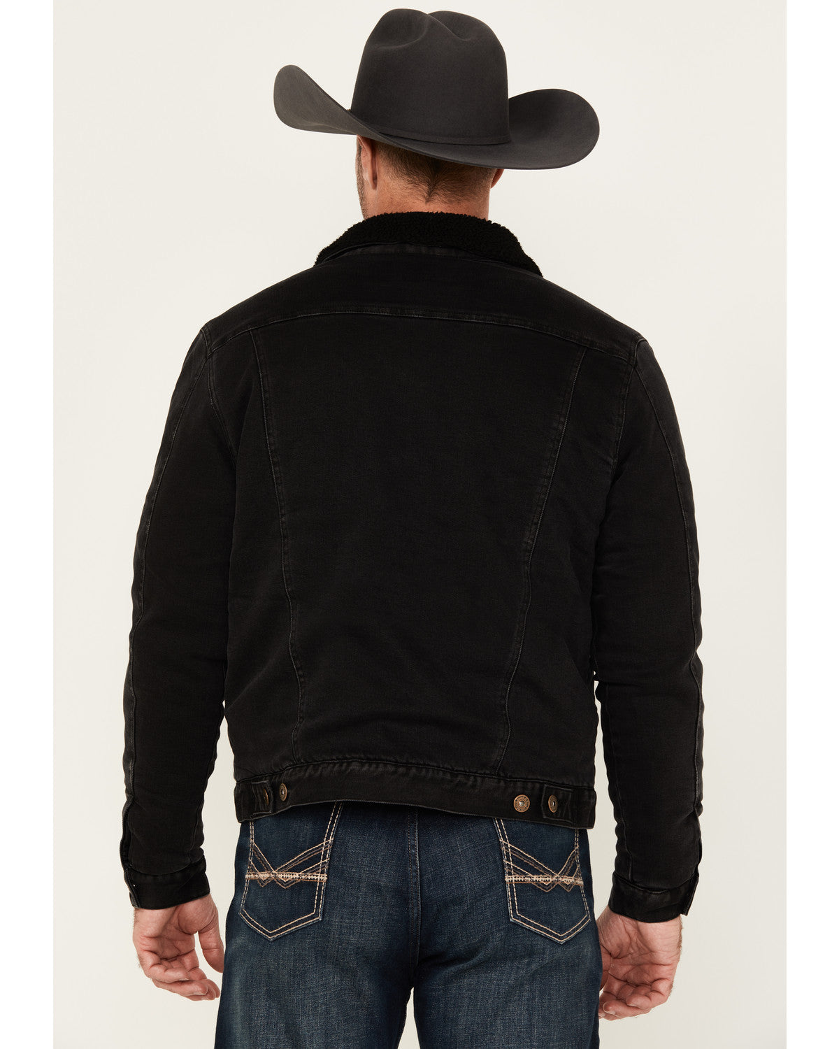 Men's Outlaw Sherpa Lined Denim Trucker Jacket Black