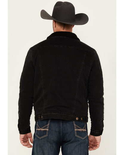 Men's Outlaw Sherpa Lined Denim Trucker Jacket Black
