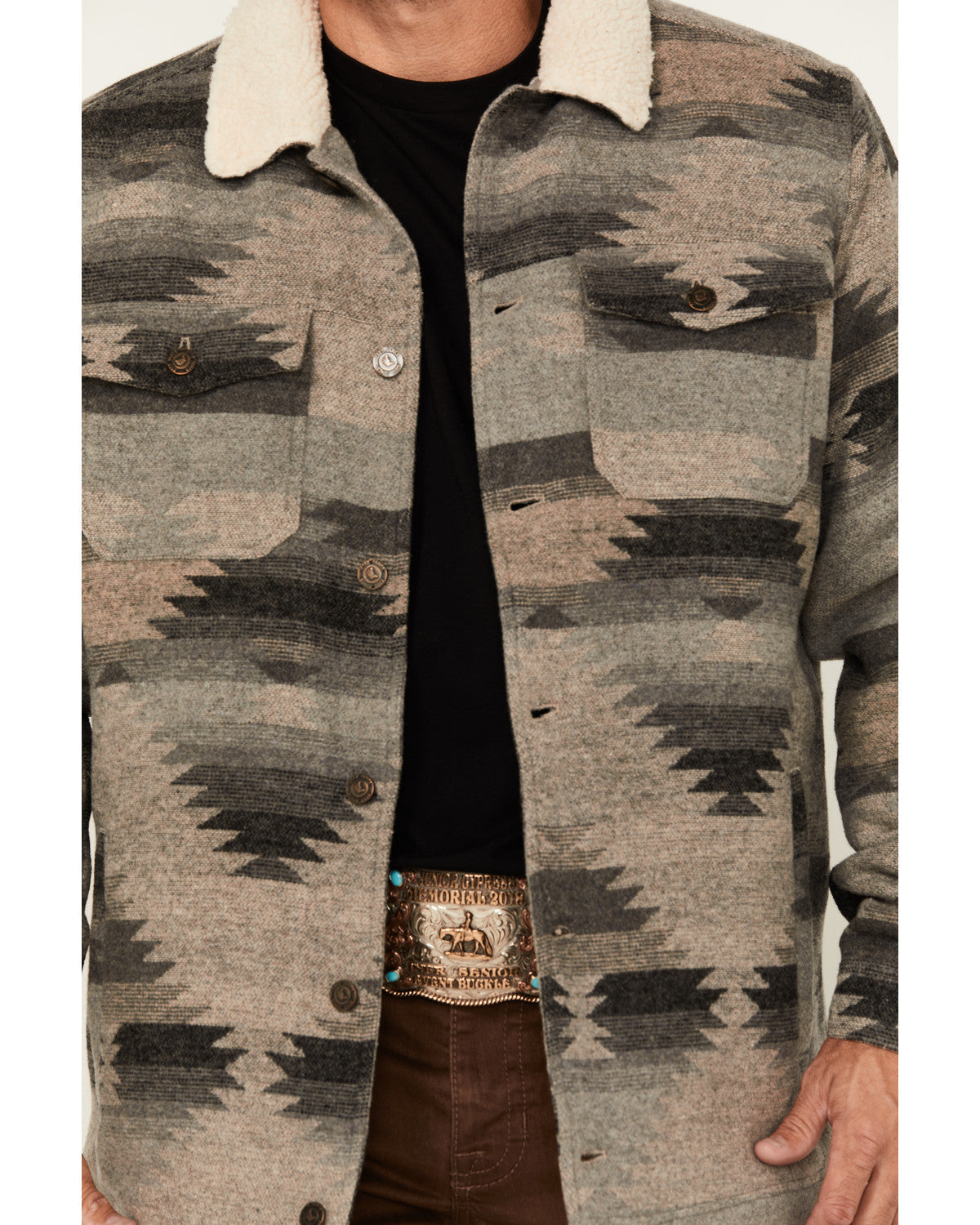 Men's Whiskey Southwestern Print Jacket Grey