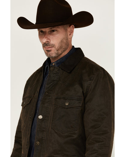 Men's Road Dust Washed Oil Skin Long Jacket Brown