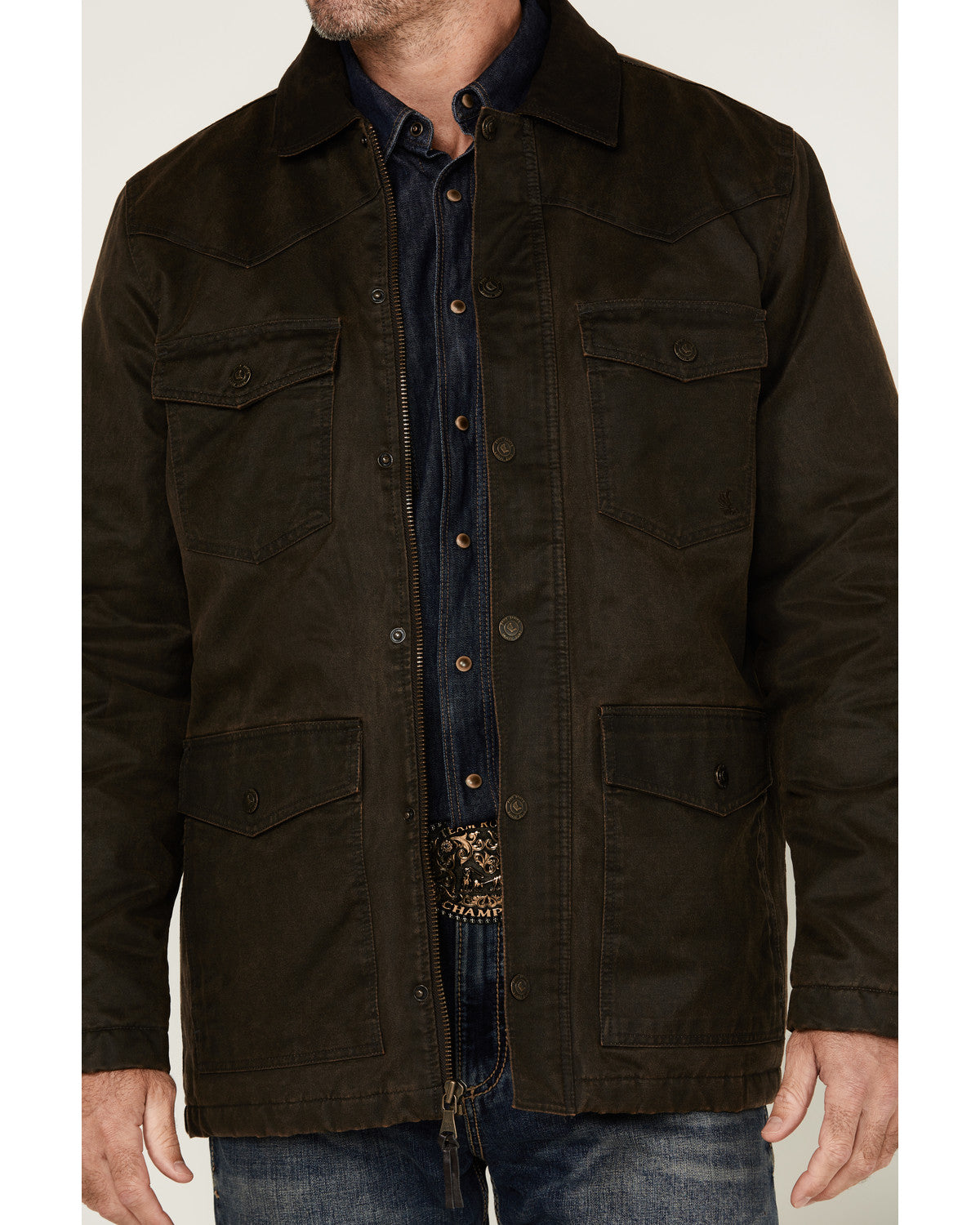 Men's Road Dust Washed Oil Skin Long Jacket Brown