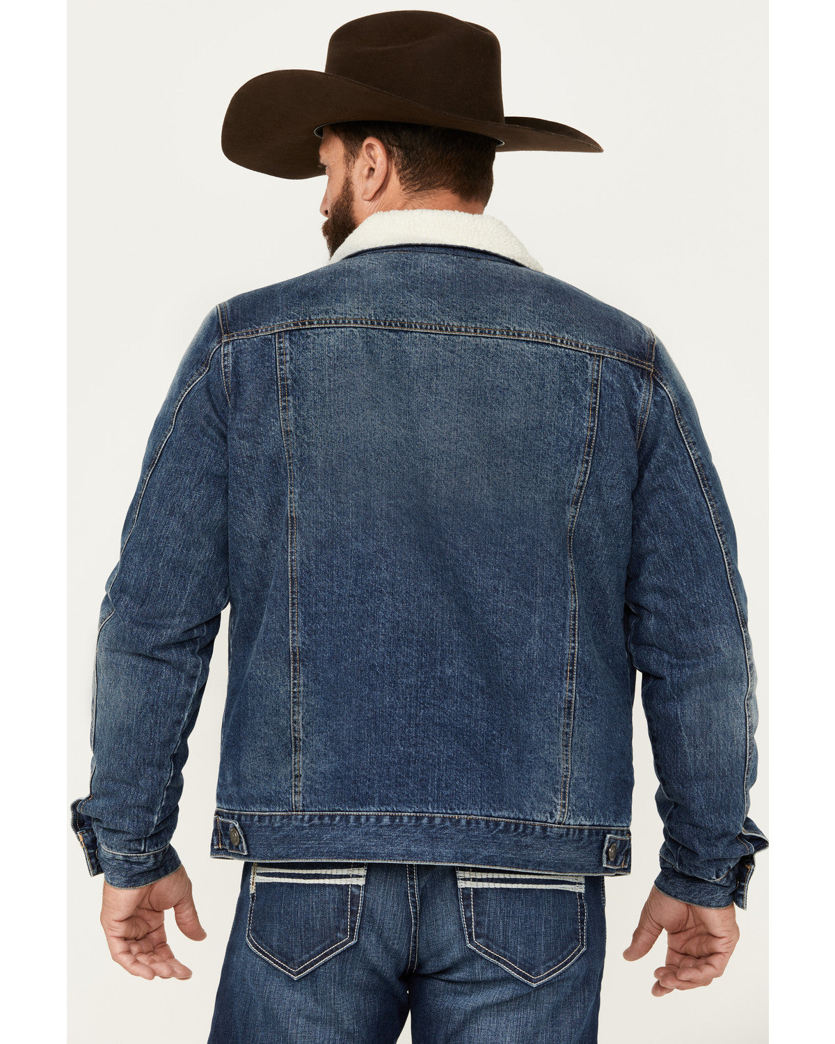 Men's Medium Wash Snap Sherpa Denim Jacket Medium Wash